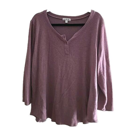 Nine Britton Abigail Pink Henley Long Sleeve Pullover Top Womans Plus Size 3X - Picture 1 of 5
